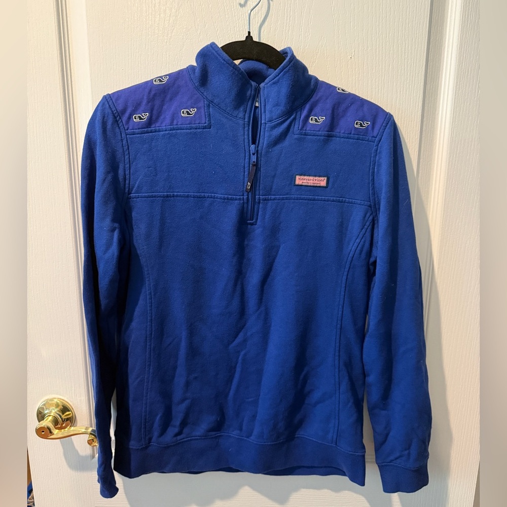 Vineyard Vines Blue Quarter Zip Up Sweater Performance Style